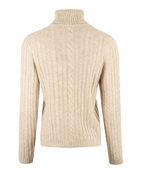 Kabelstickad Polotröja Beige