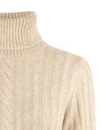 Kabelstickad Polotröja Beige