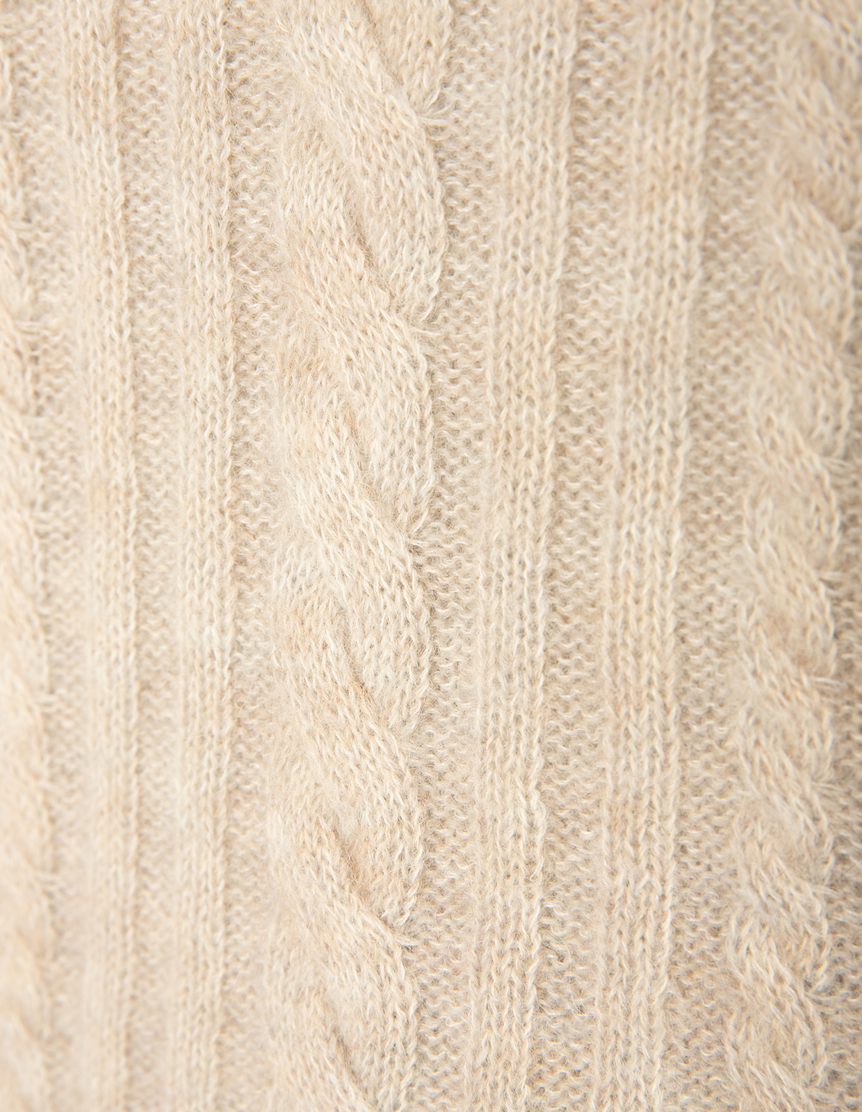 Kabelstickad Polotröja Beige