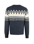 Tröja Rundhals Merino Alpacka Fair Isle Denimblå
