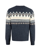 Tröja Rundhals Merino Alpacka Fair Isle Denimblå