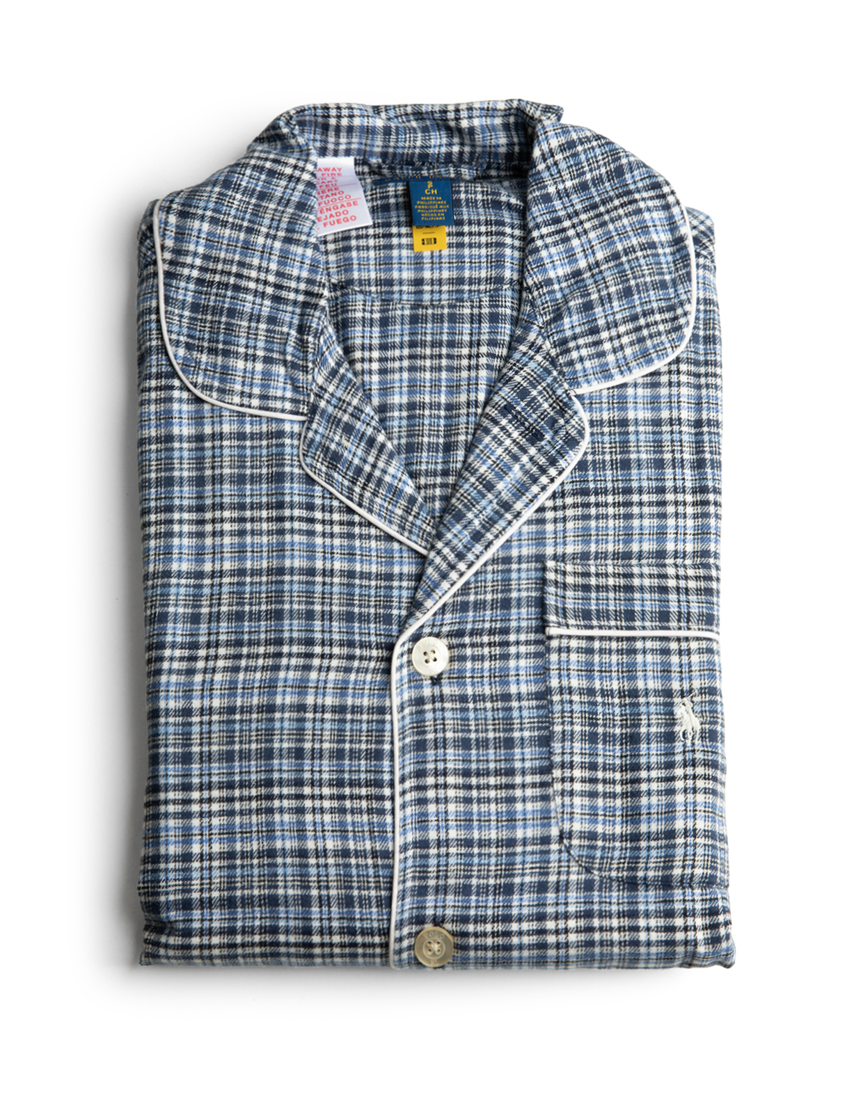 PJ Set Pyjamas Flanell Rutig Blå Multi M