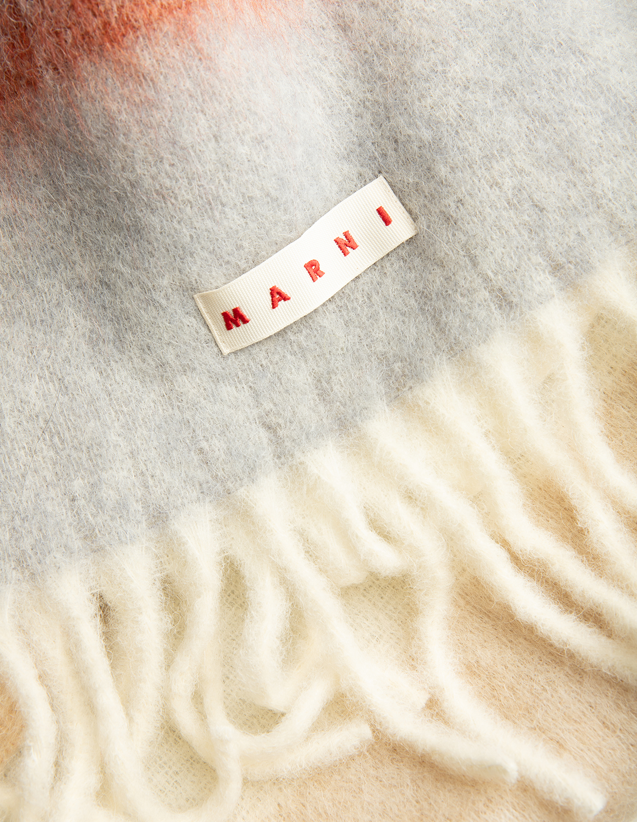 Scarf Alpacka/Mohair Ljusblå/Rost Randig