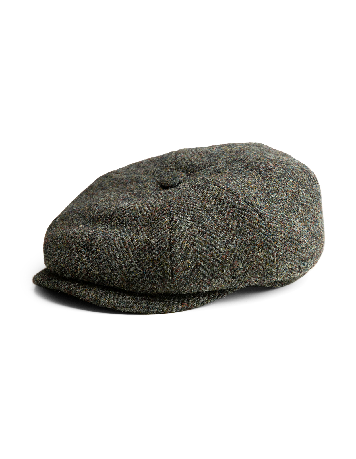 Hatteras Keps Harris Tweed Fiskben Olivgrön
