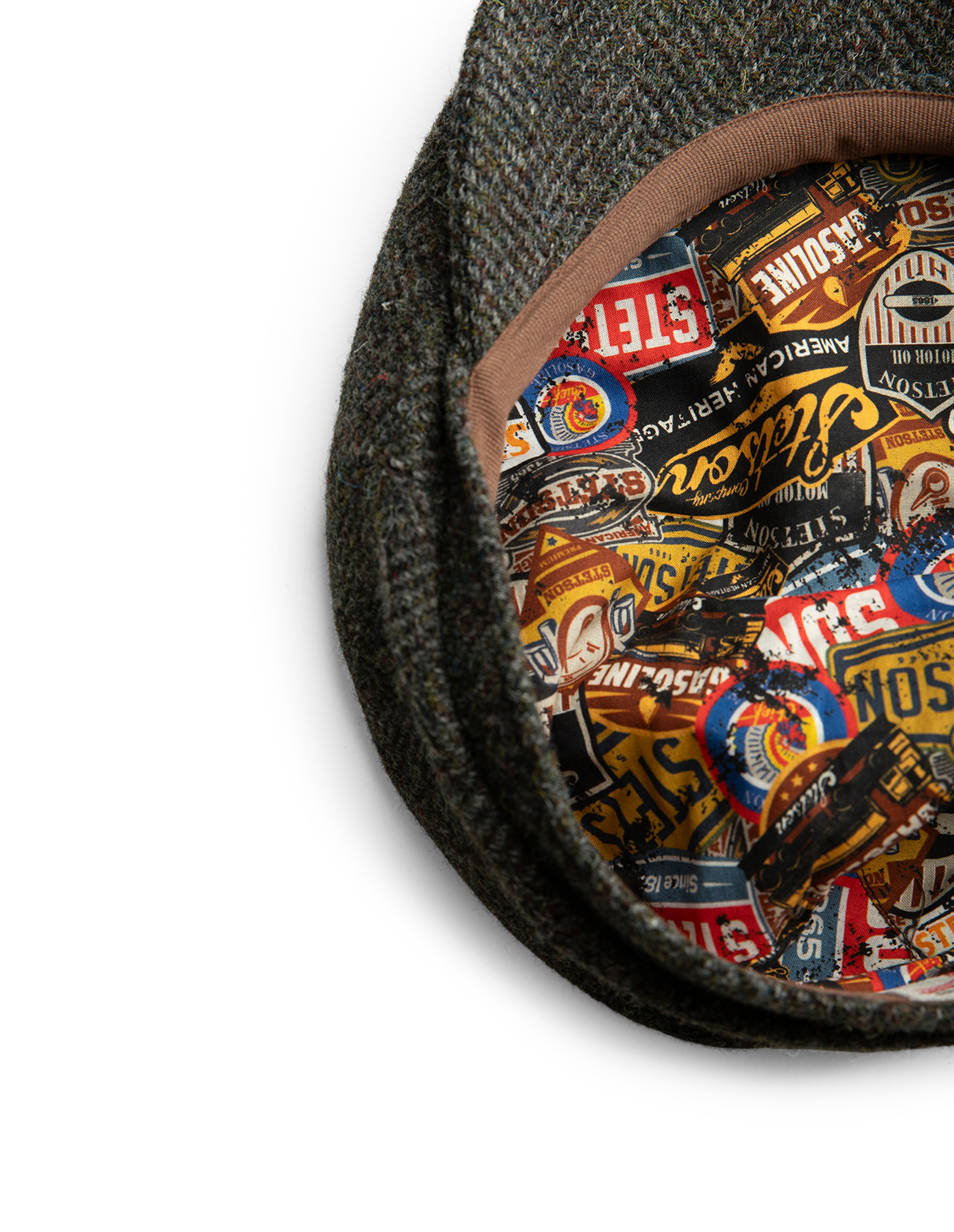 Hatteras Keps Harris Tweed Fiskben Olivgrön