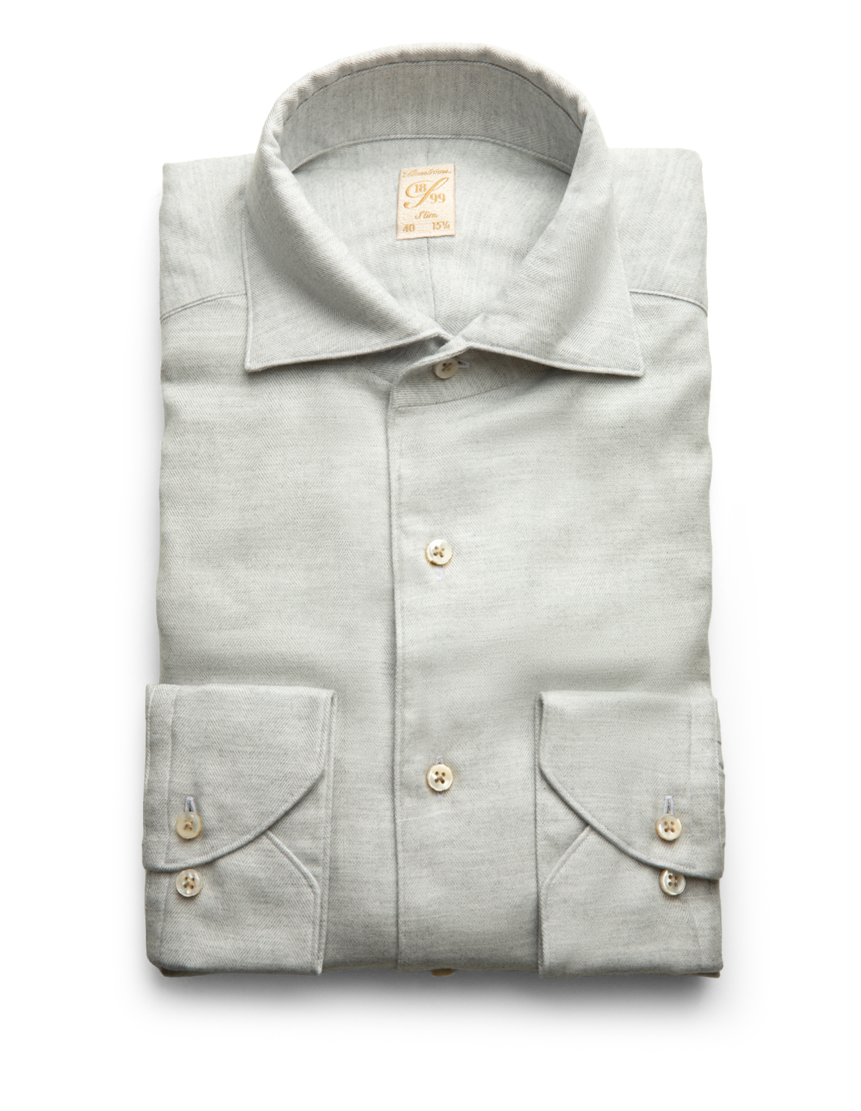 1899 Slim Skjorta Flanell Ljusgrå 44