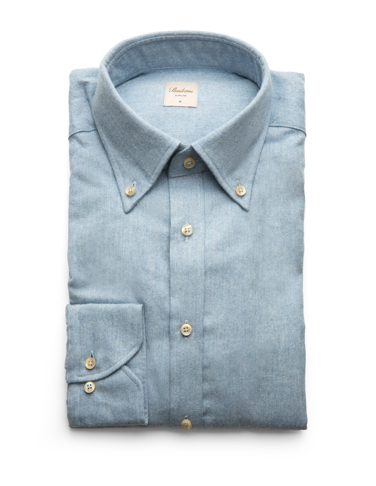 Slimline Skjorta Flanell Bomull Ljusblå