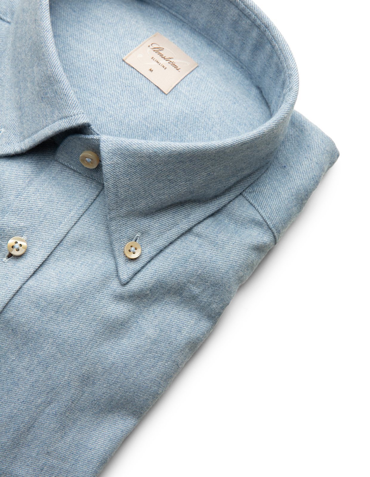 Slimline Skjorta Flanell Bomull Ljusblå