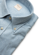 Slimline Skjorta Flanell Bomull Ljusblå