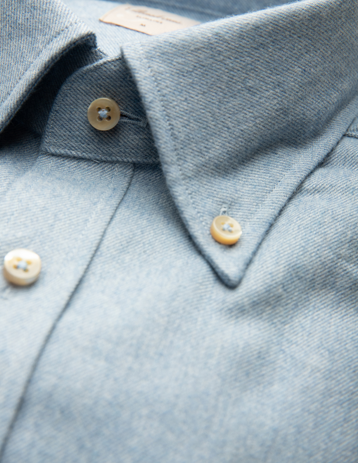 Slimline Skjorta Flanell Bomull Ljusblå