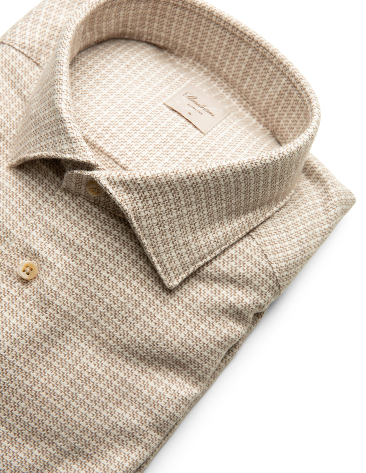 Regular Skjorta Flanell Bomull Hundtand Beige