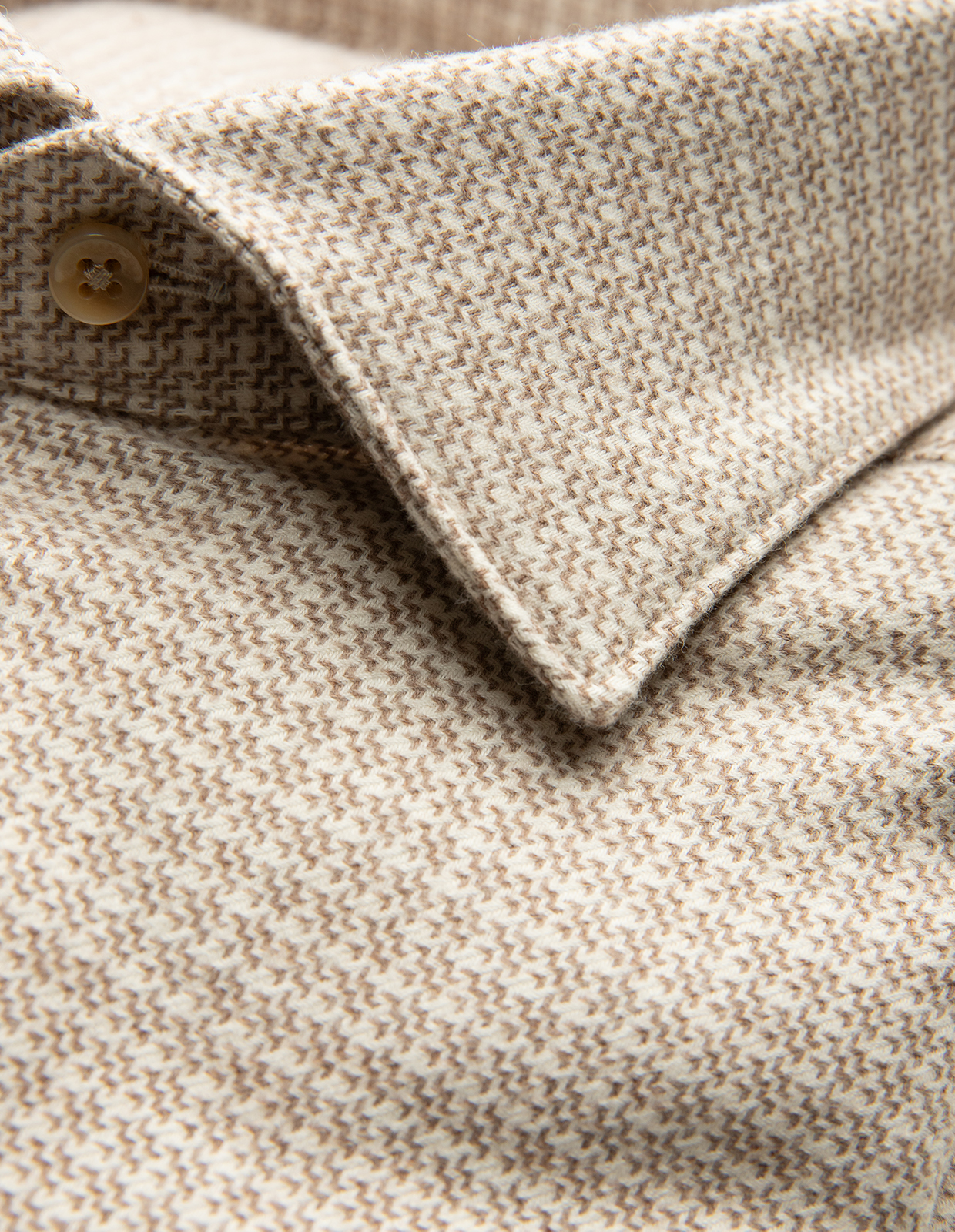 Regular Skjorta Flanell Bomull Hundtand Beige M