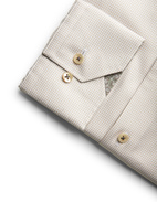 Regular Skjorta Bomull Mikrohundtandsmönster Beige