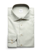 Regular Skjorta Bomull Mikrohundtandsmönster Olivgrön 44