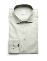 Regular Skjorta Bomull Mikrohundtandsmönster Olivgrön 44