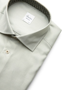 Regular Skjorta Bomull Mikrohundtandsmönster Olivgrön 44