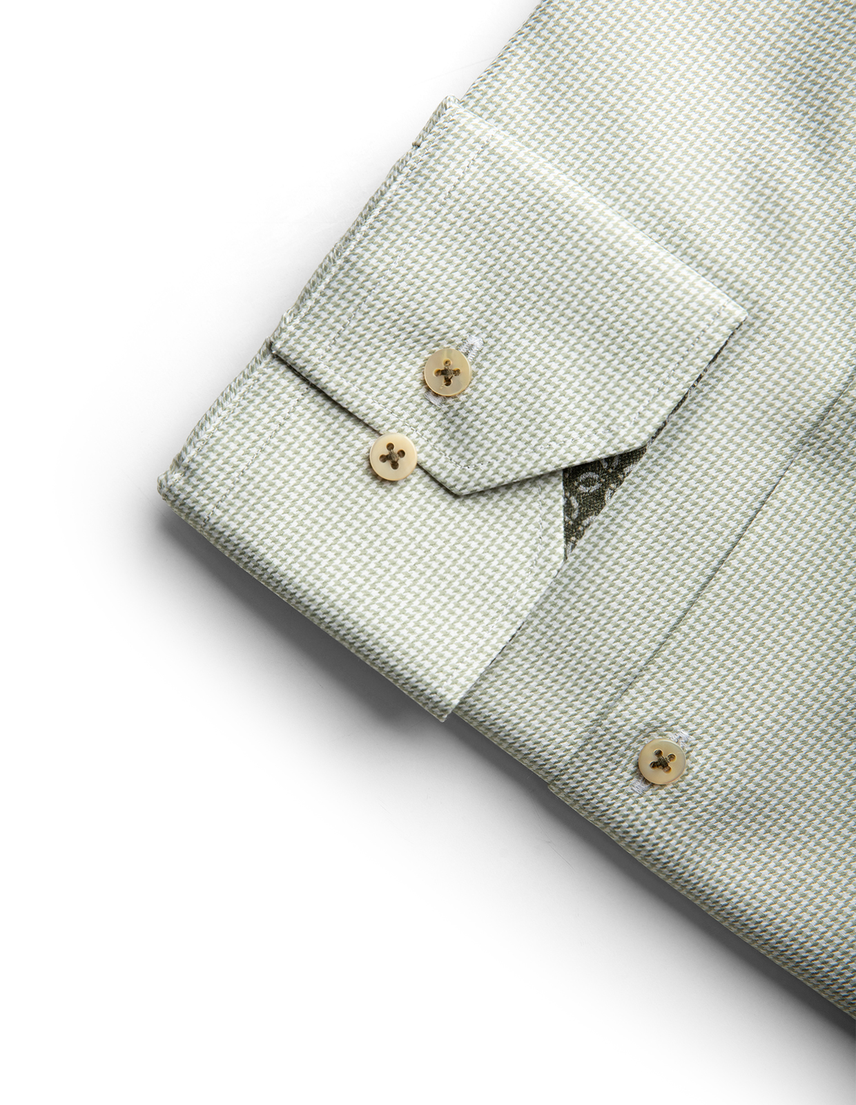 Regular Skjorta Bomull Mikrohundtandsmönster Olivgrön 44