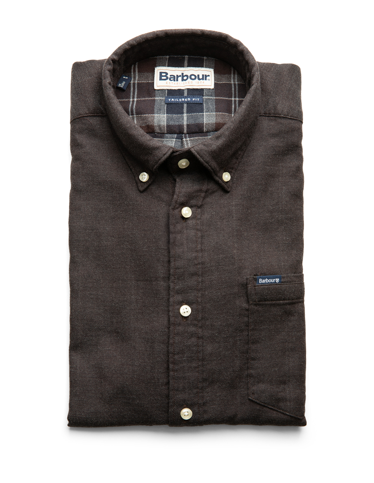 Buckley Tailored Herringbone Skjorta Brun Fiskben