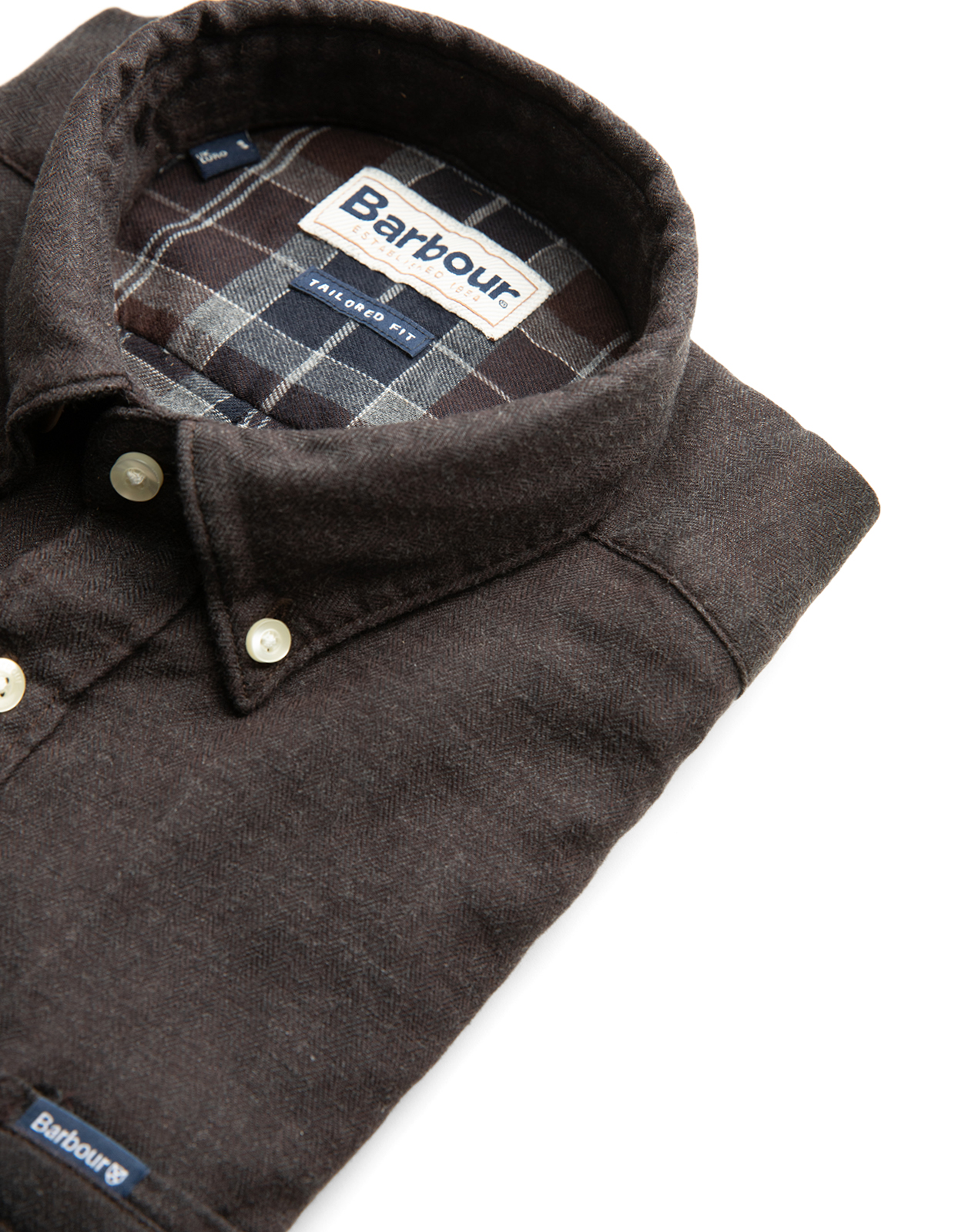 Buckley Tailored Herringbone Skjorta Brun Fiskben