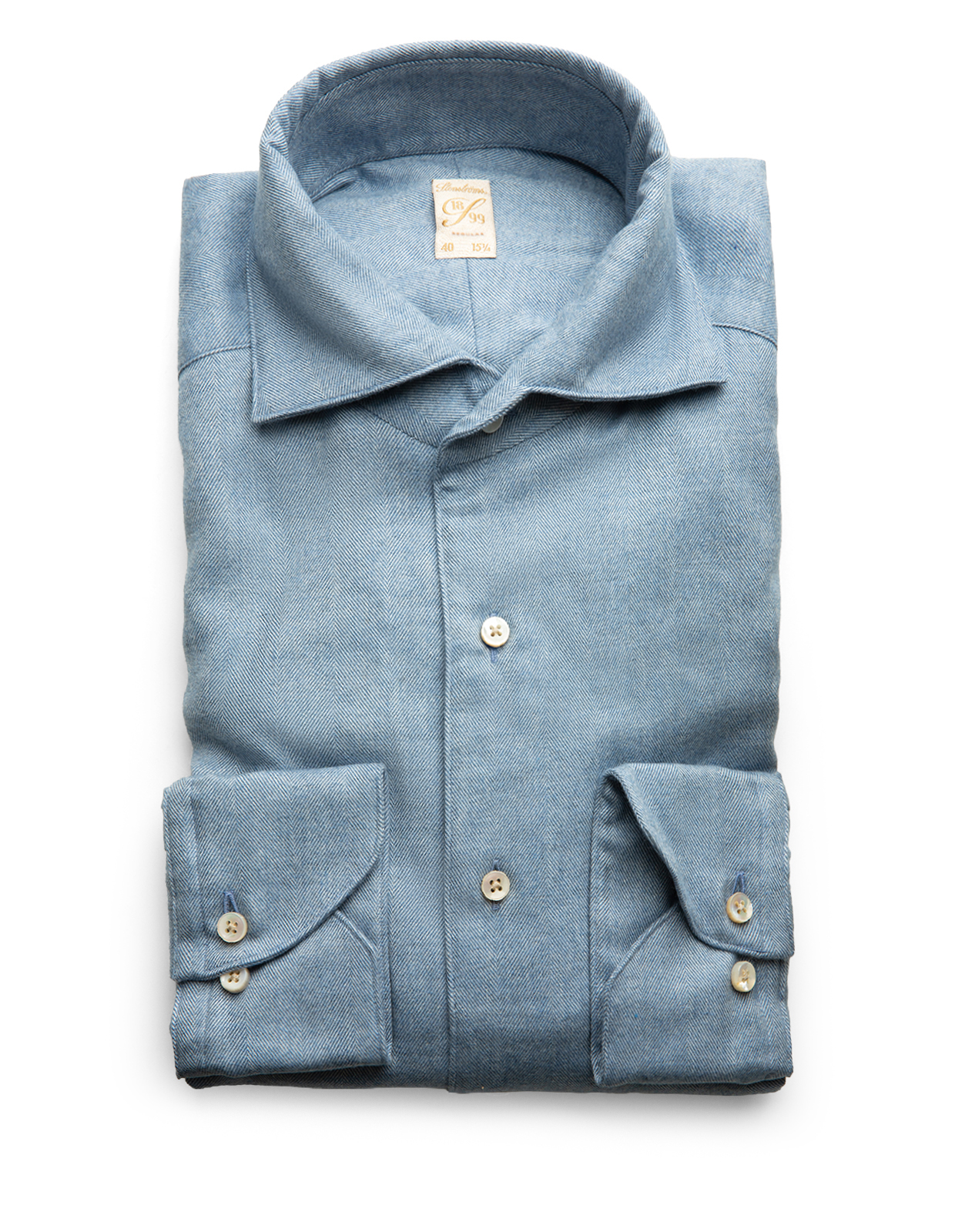 Regular Skjorta Flanell Bomull Ljusblå