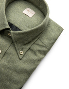 Slimline Skjorta Flanell Bomull Skogsgrön S