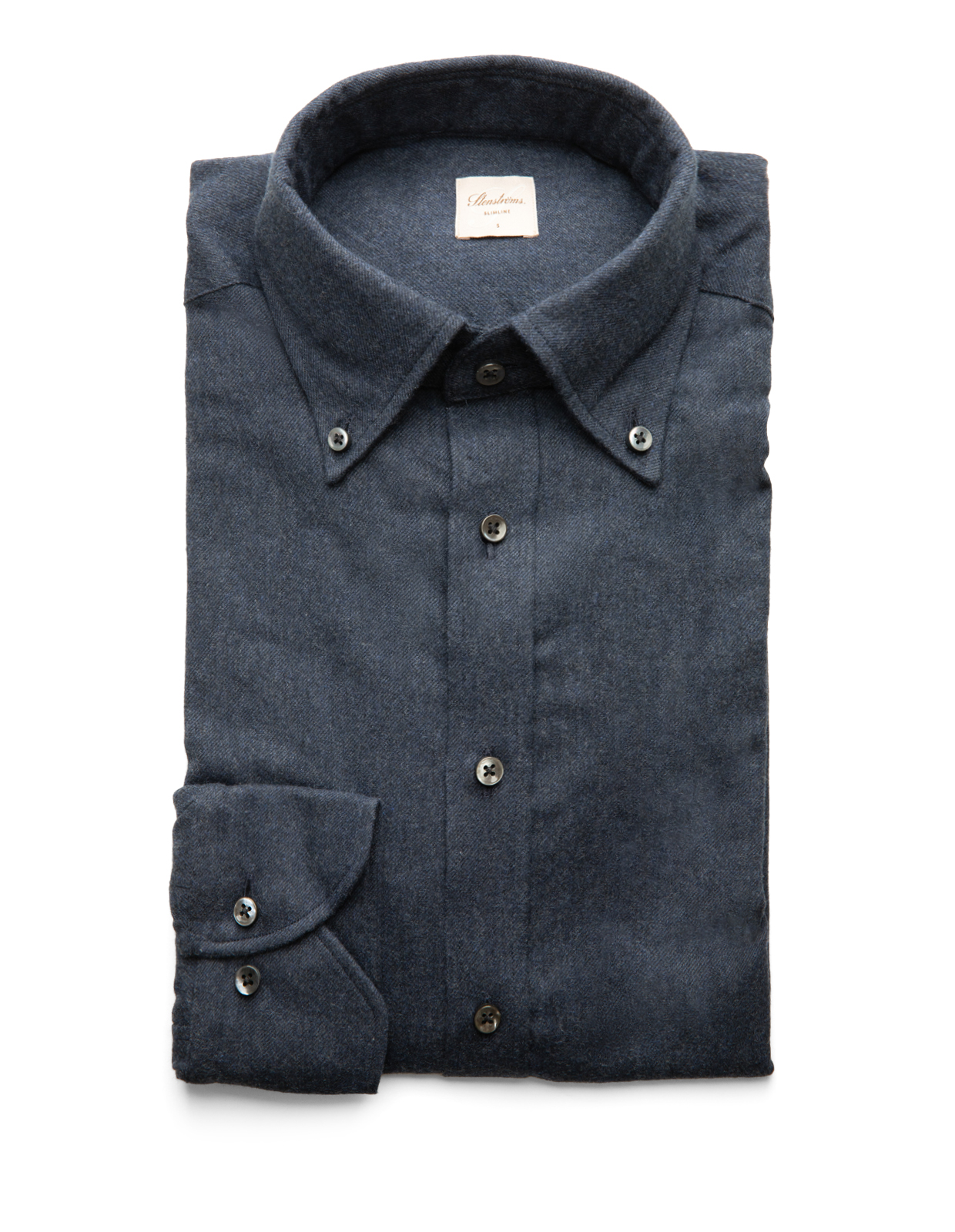 Slimline Skjorta Flanell Bomull Mörk Denimblå XL