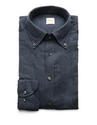 Slimline Skjorta Flanell Bomull Mörk Denimblå XL