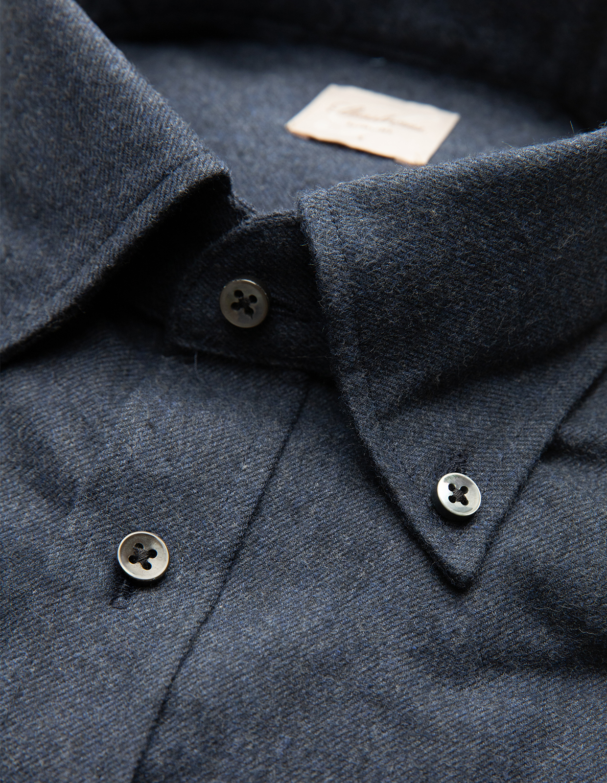 Slimline Skjorta Flanell Bomull Mörk Denimblå XL