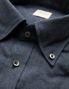 Slimline Skjorta Flanell Bomull Mörk Denimblå XL