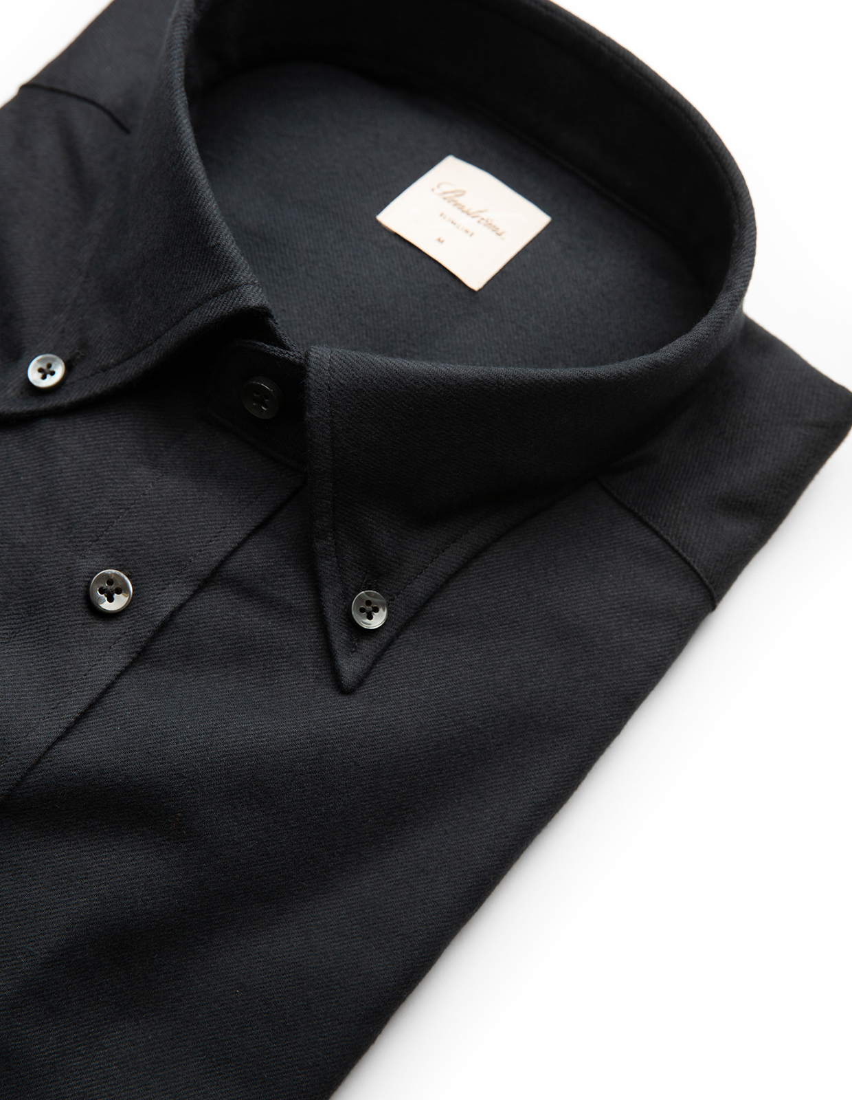 Slimline Skjorta Flanell Bomull Svart