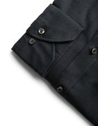 Slimline Skjorta Flanell Bomull Svart S