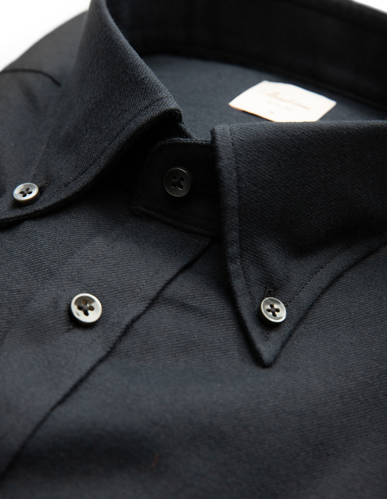 Slimline Skjorta Flanell Bomull Svart S