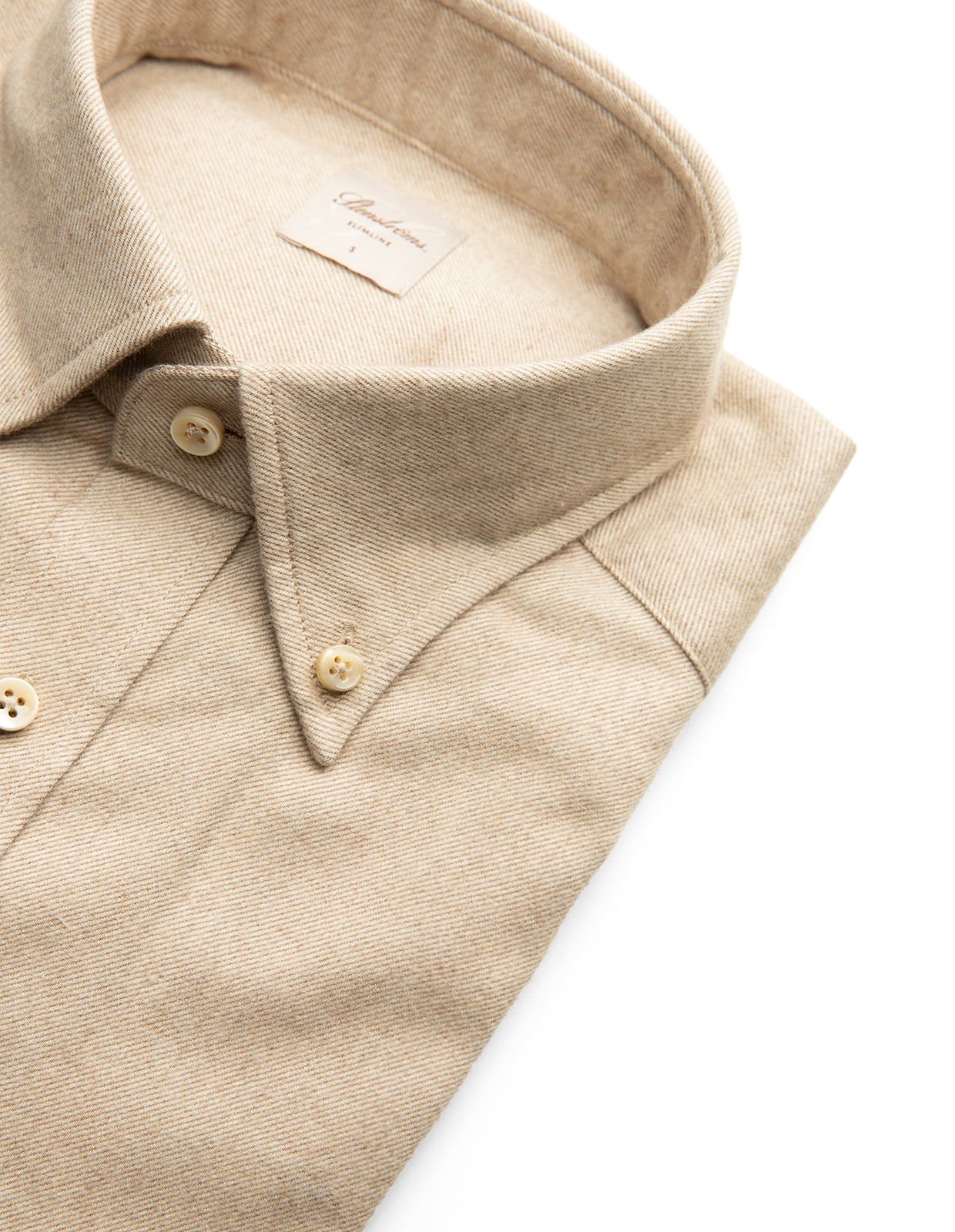 Slimline Skjorta Flanell Bomull Beige