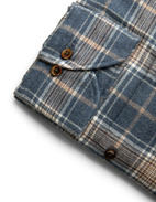 Slimline Skjorta Flanell Bomull Rutig Blå/Beige S