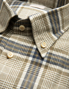 Slimline Skjorta Flanell Bomull Rutig Olivgrön/Beige/Blå M