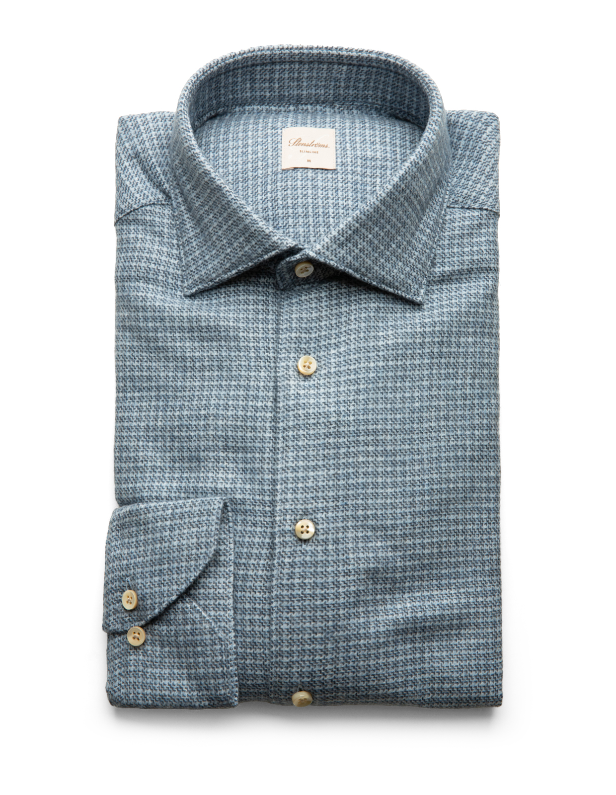 Slimline Skjorta Flanell Bomull Hundtand Ljusblå L