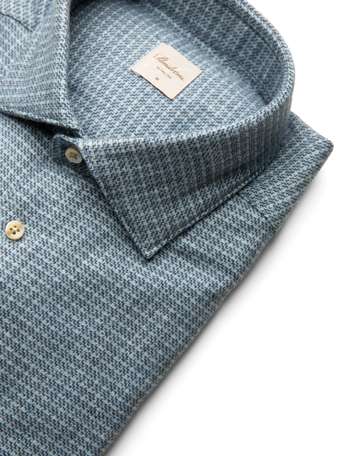 Slimline Skjorta Flanell Bomull Hundtand Ljusblå