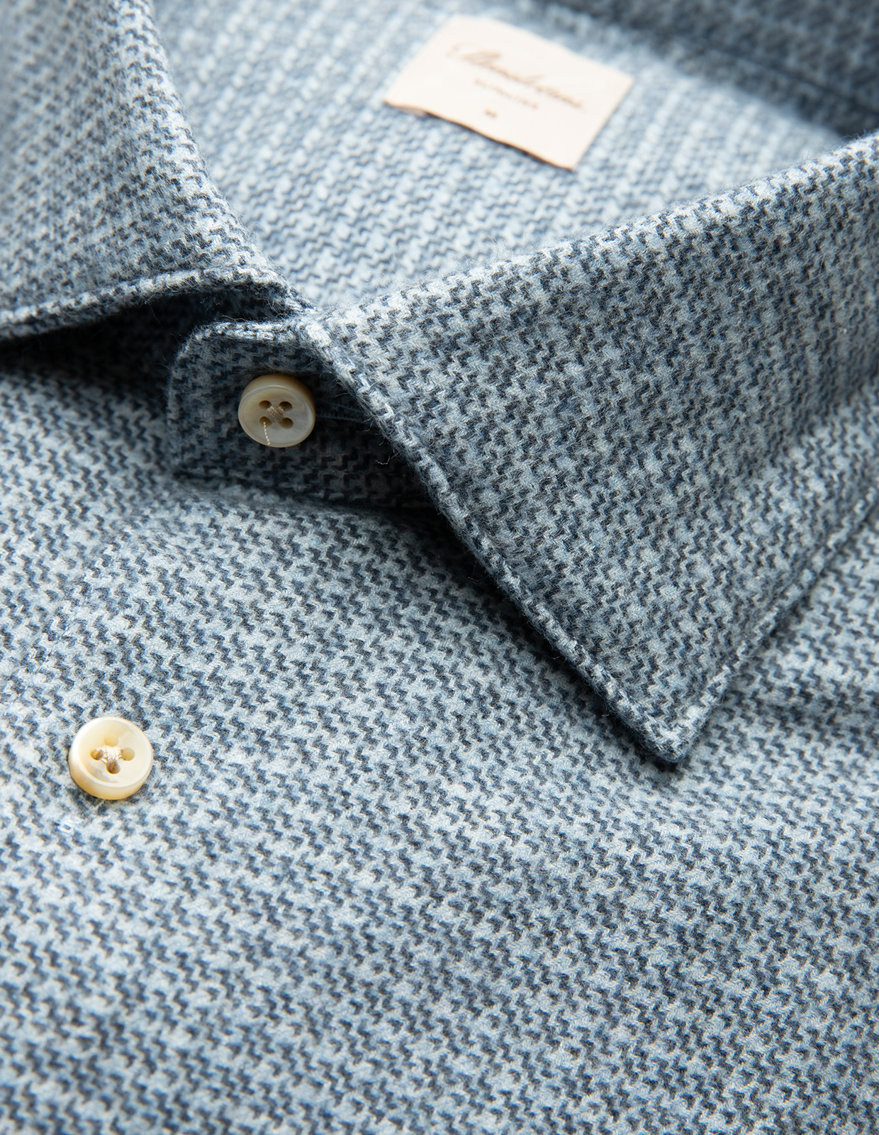 Slimline Skjorta Flanell Bomull Hundtand Ljusblå L