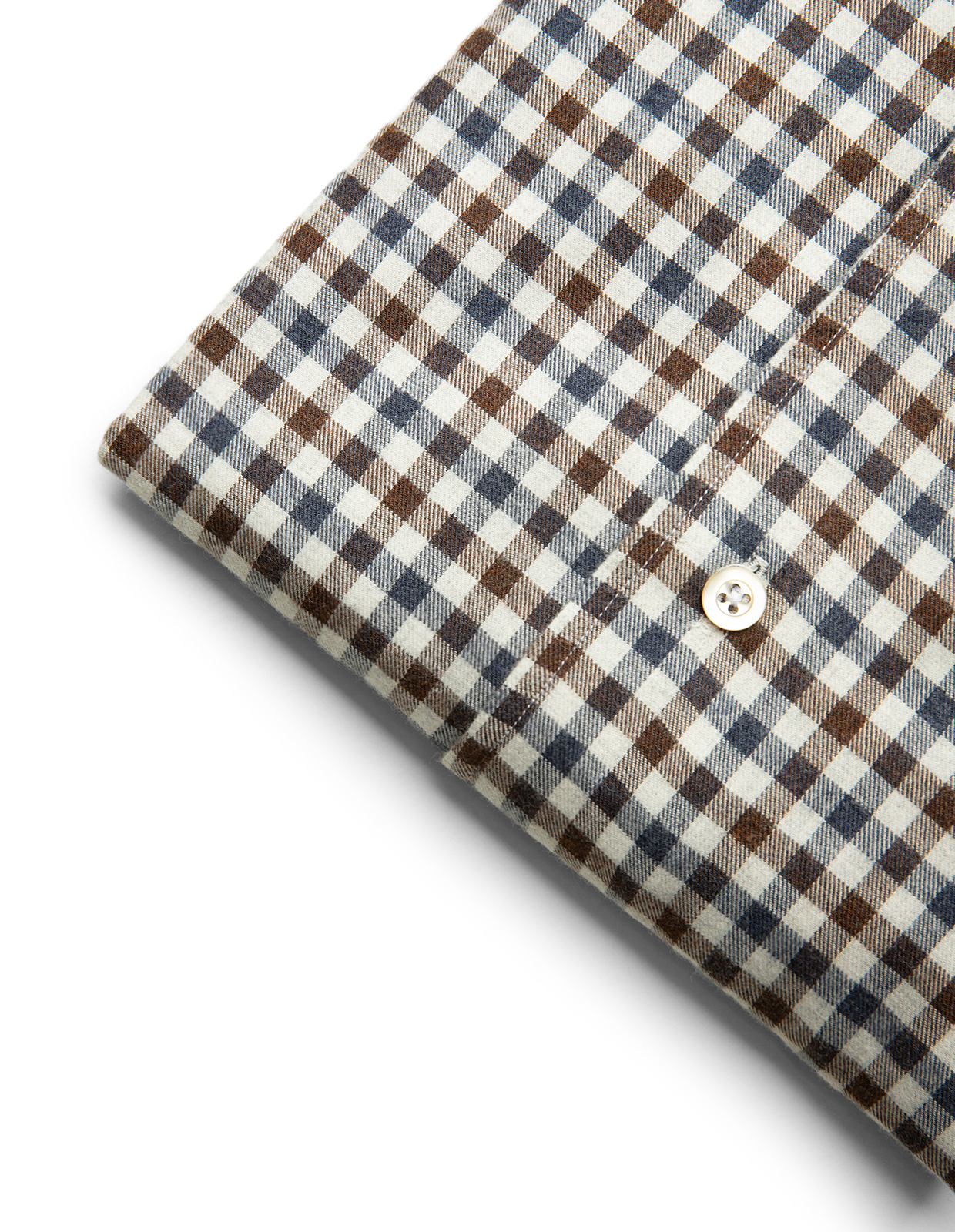 Casual Fit Skjorta Helskuren Krage Flanell Tattersall Brun/Blå 39