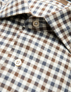 Casual Fit Skjorta Helskuren Krage Flanell Tattersall Brun/Blå 39