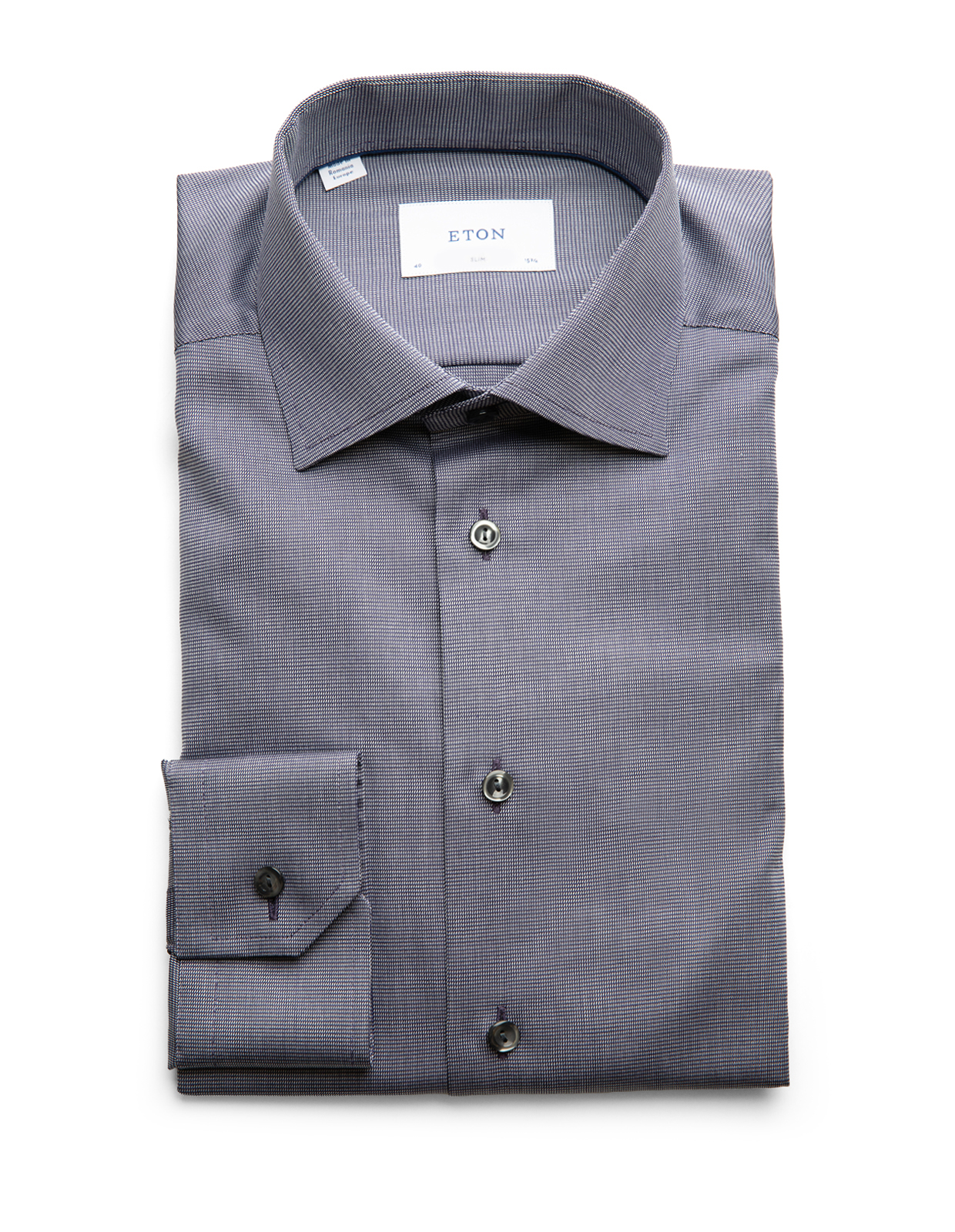 Slim Fit Skjorta Semi Solid Twill Marinblå