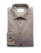 Slim Fit Skjorta Semi Solid Twill Brun 39