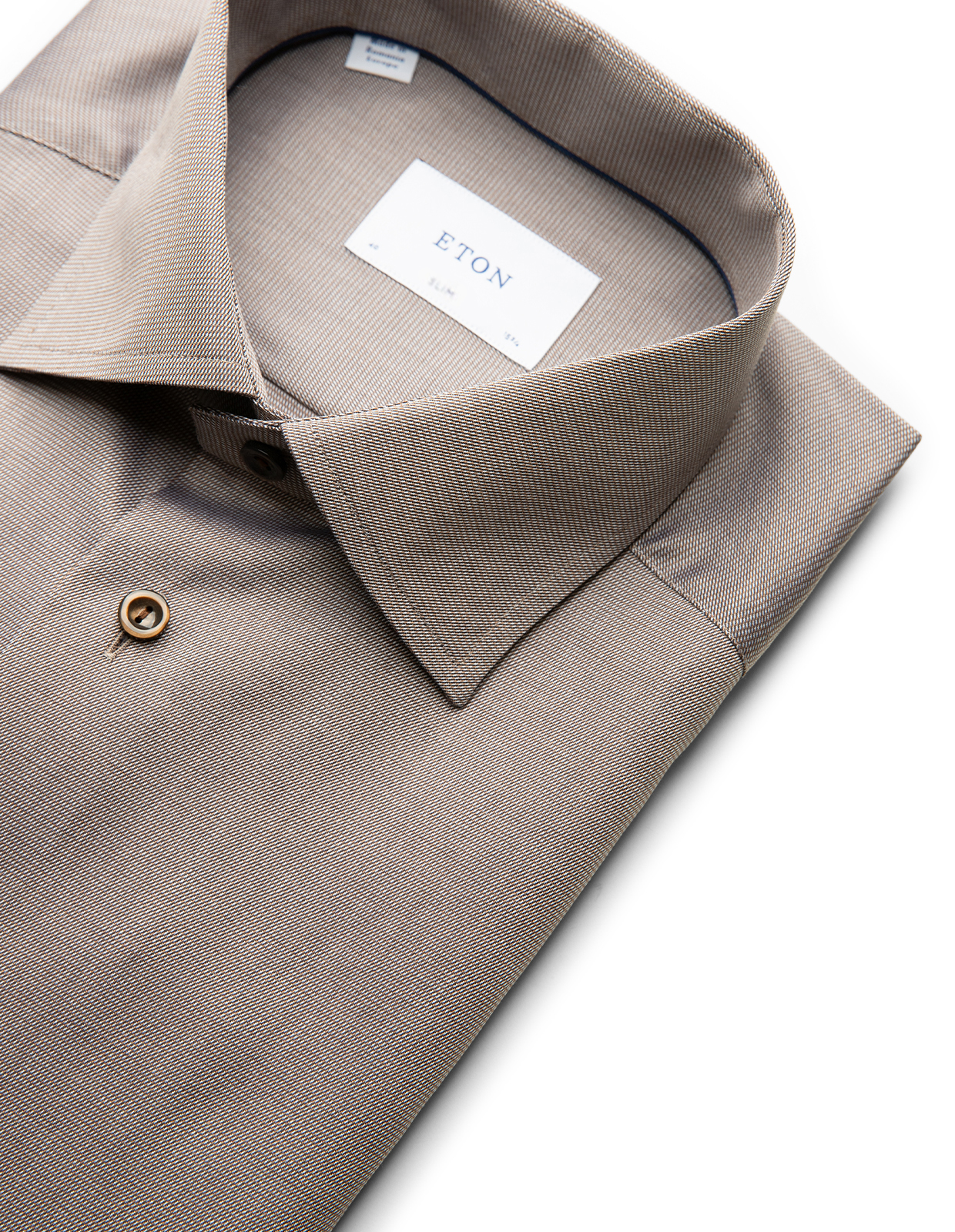 Slim Fit Skjorta Semi Solid Twill Brun