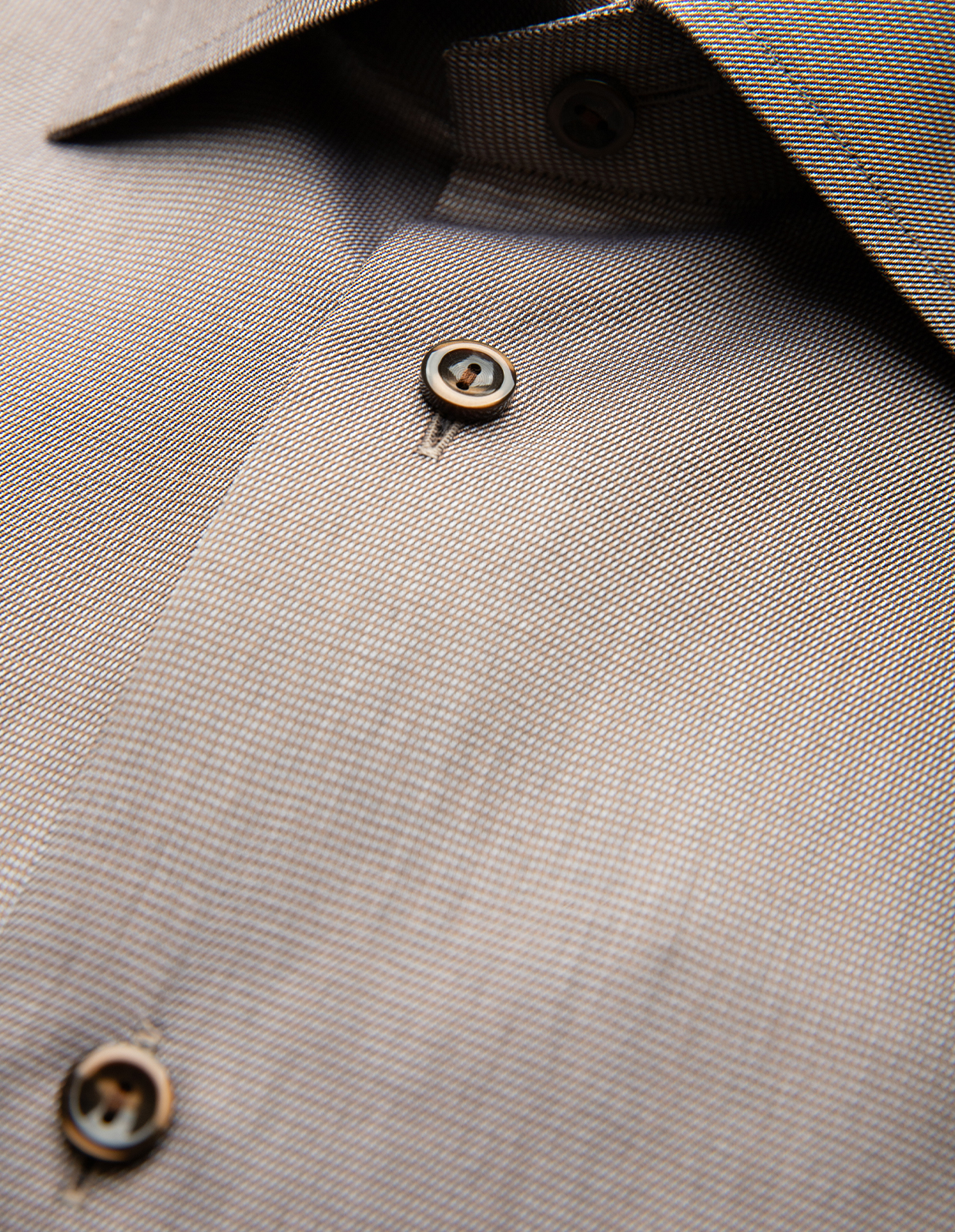 Slim Fit Skjorta Semi Solid Twill Brun 39