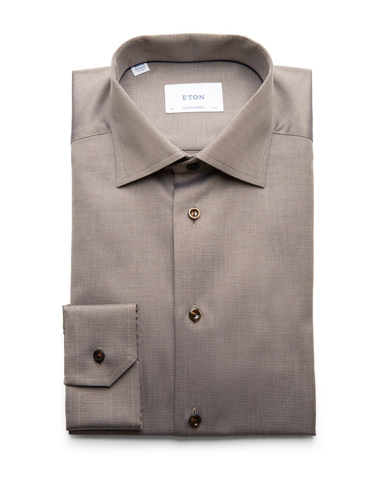 Contemporary Fit Skjorta Semi Solid Twill Brun