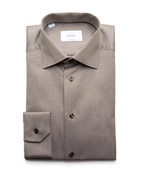 Contemporary Fit Skjorta Semi Solid Twill Brun 39