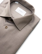 Contemporary Fit Skjorta Semi Solid Twill Brun 39