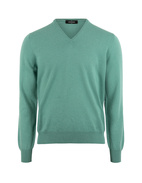 Tröja V-ringad Cashmere Mossgrön 48