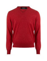 Tröja V-ringad Cashmere Vinröd