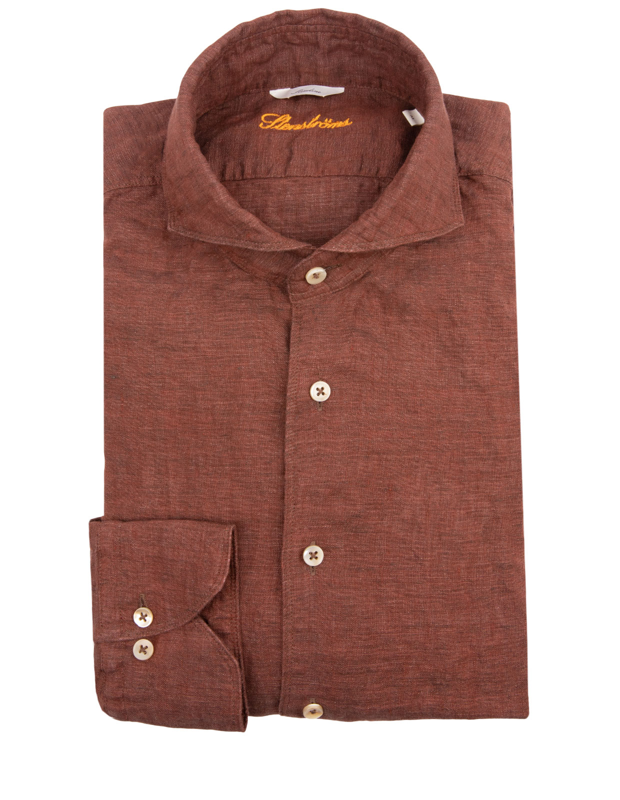 Fitted Body Linen Shirt Rust